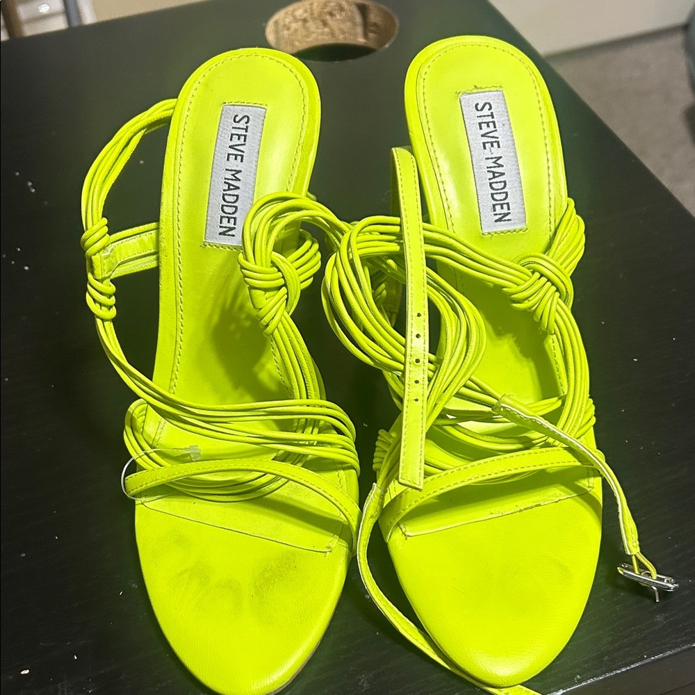 Steve Madden Neon Yellow Strappy Heels